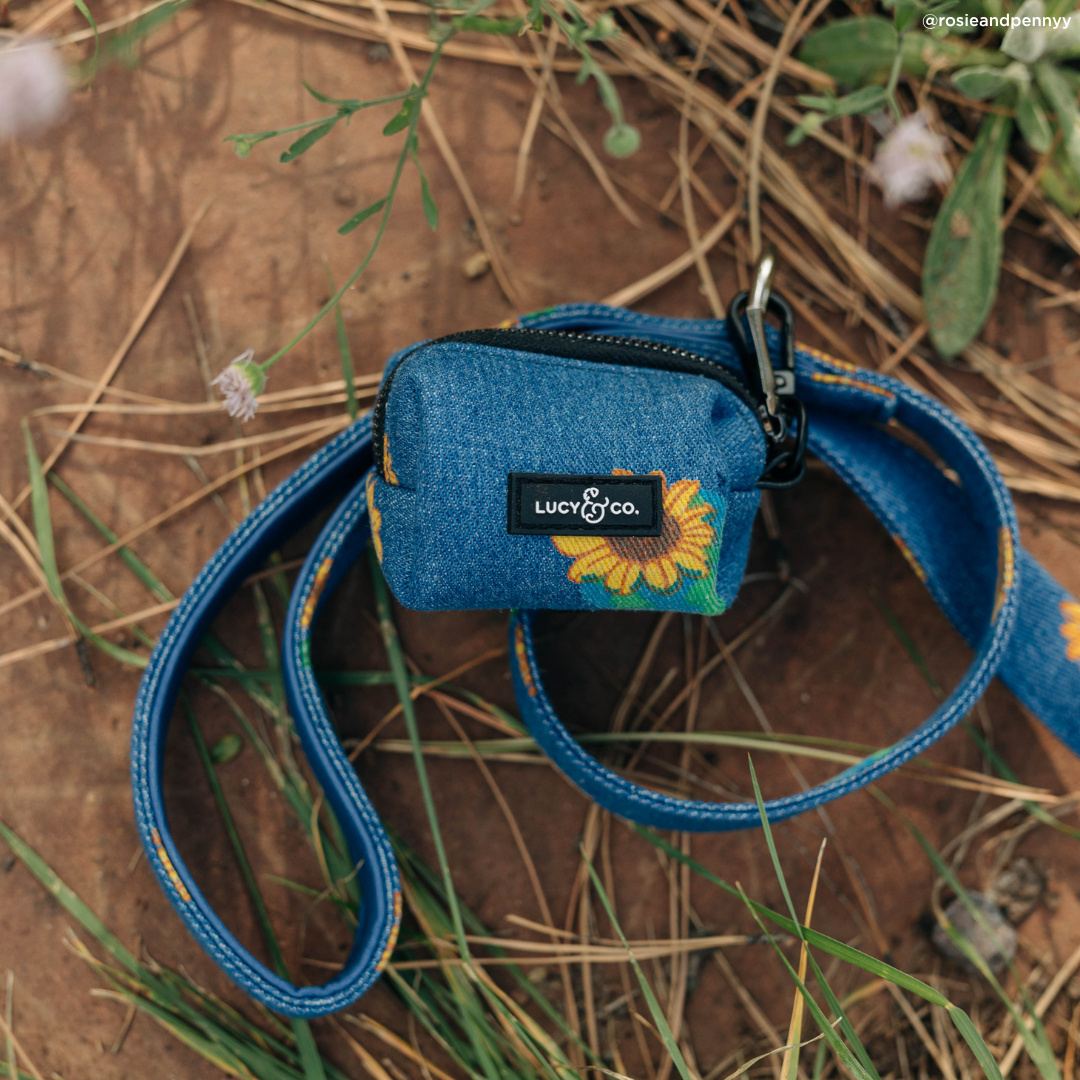 Sunflower Power Denim Poop Bag Holder