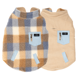 Blue Check Reversible Teddy Vest