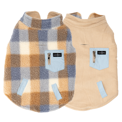 Blue Check Reversible Teddy Vest