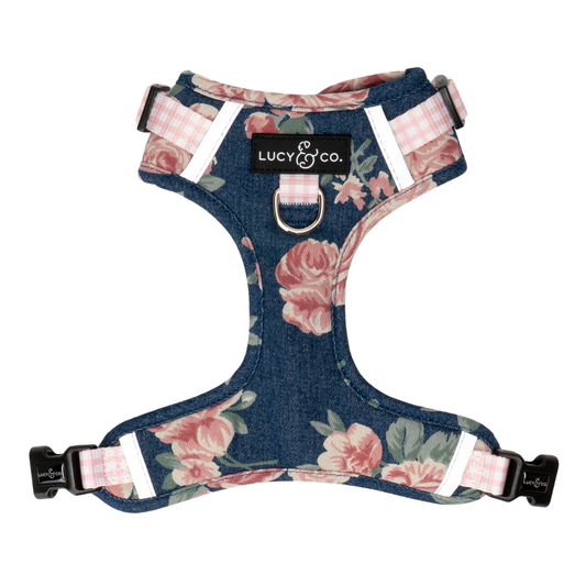 Smell the Roses Denim No-Pull Harness