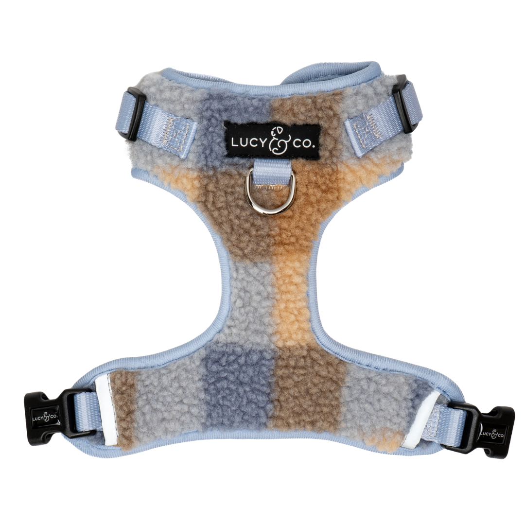 Blue Check Fleece No-Pull Harness