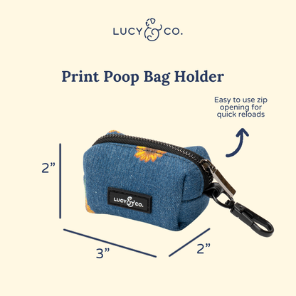 Sunflower Power Denim Poop Bag Holder