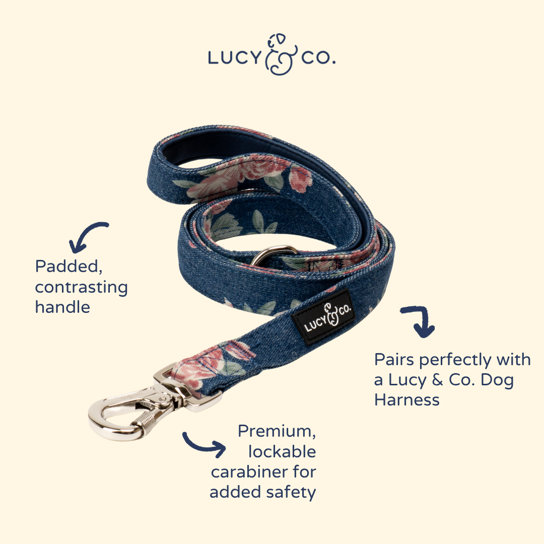 Smell the Roses Denim Leash