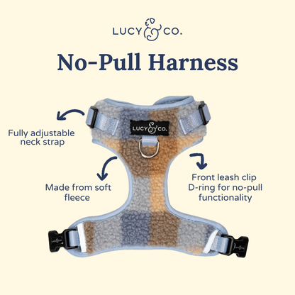 Blue Check Fleece No-Pull Harness