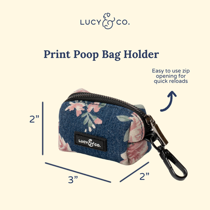 Smell the Roses Denim Poop Bag Holder