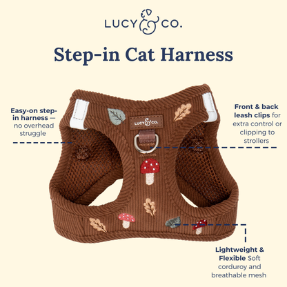 Woodland Wonder Corduroy Step-in Cat Harness
