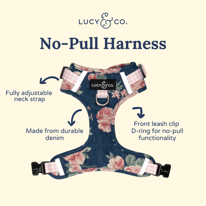 Smell the Roses Denim No-Pull Harness
