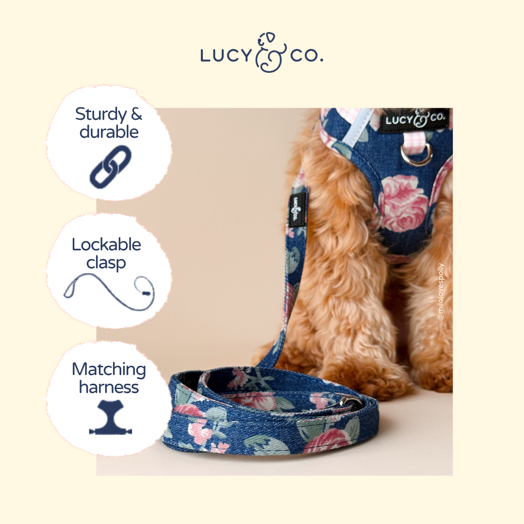 Smell the Roses Denim Leash