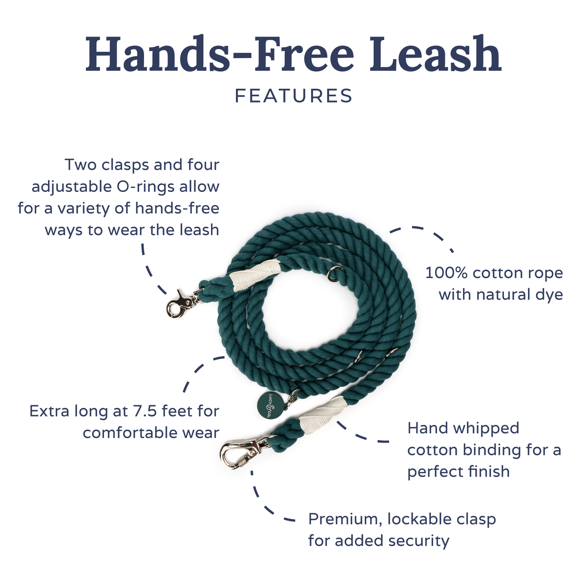 Evergreen Hands-Free Rope Leash | Lucy & Co.
