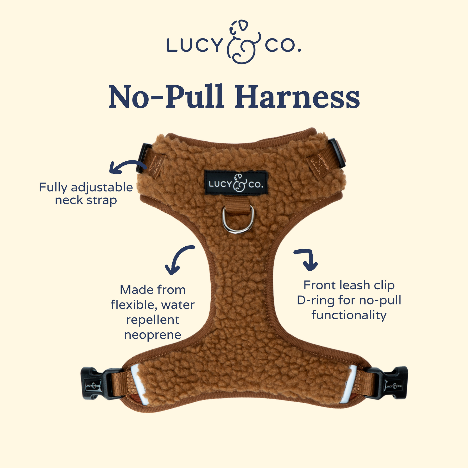 The Cinnamon Brown Teddy Fleece No-Pull Harness | Lucy & Co. The Cinnamon Brown Teddy Fleece No-Pull Harness | Lucy & Co.