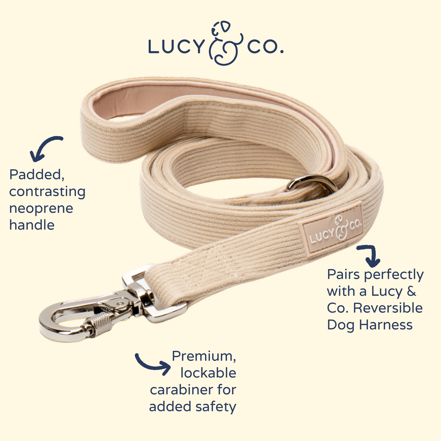 Cream Corduroy Leash