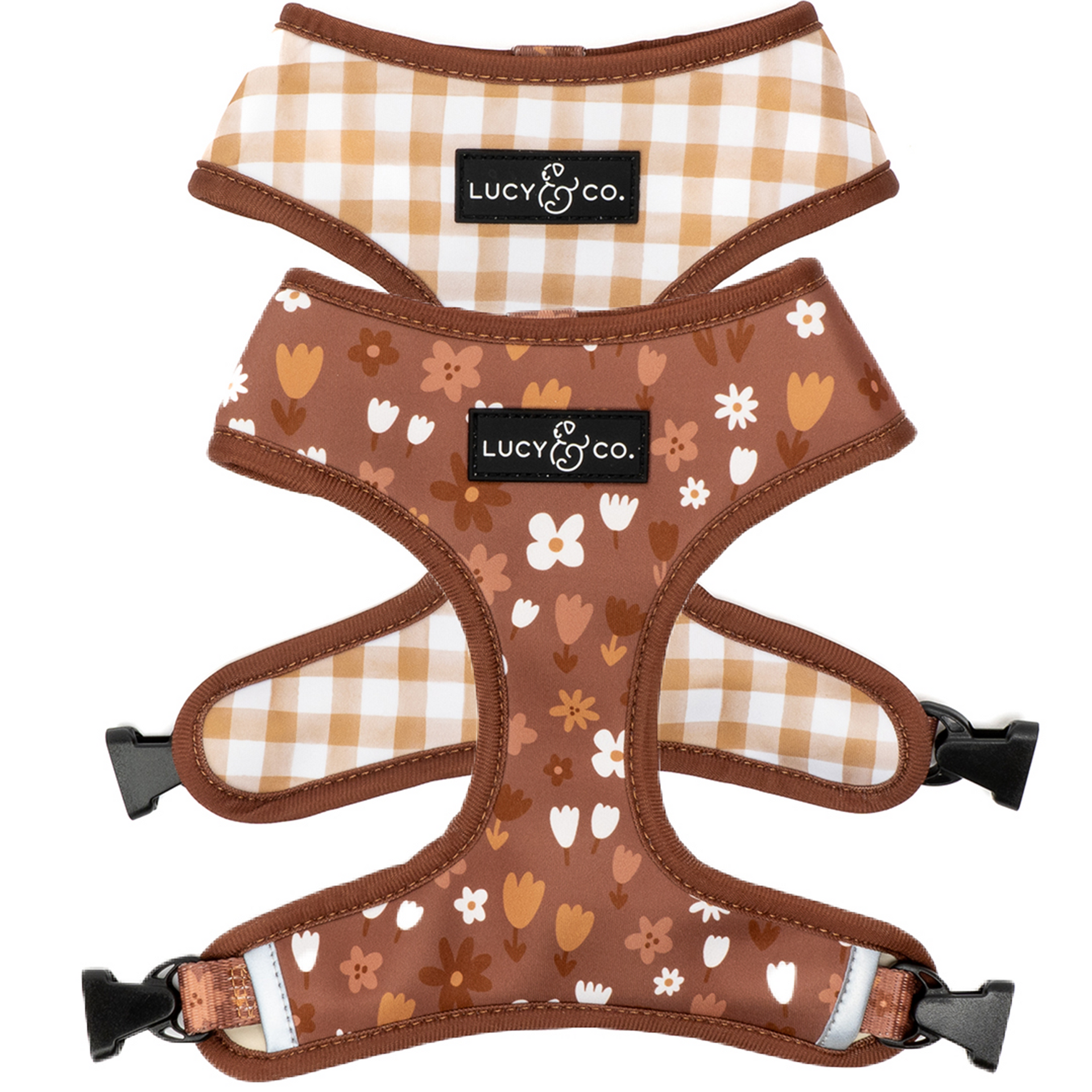 The Chocolate Meadows Fall Reversible Dog Harness | Lucy & Co.