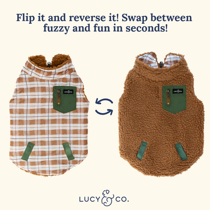 Plaid Hike Reversible Teddy Vest