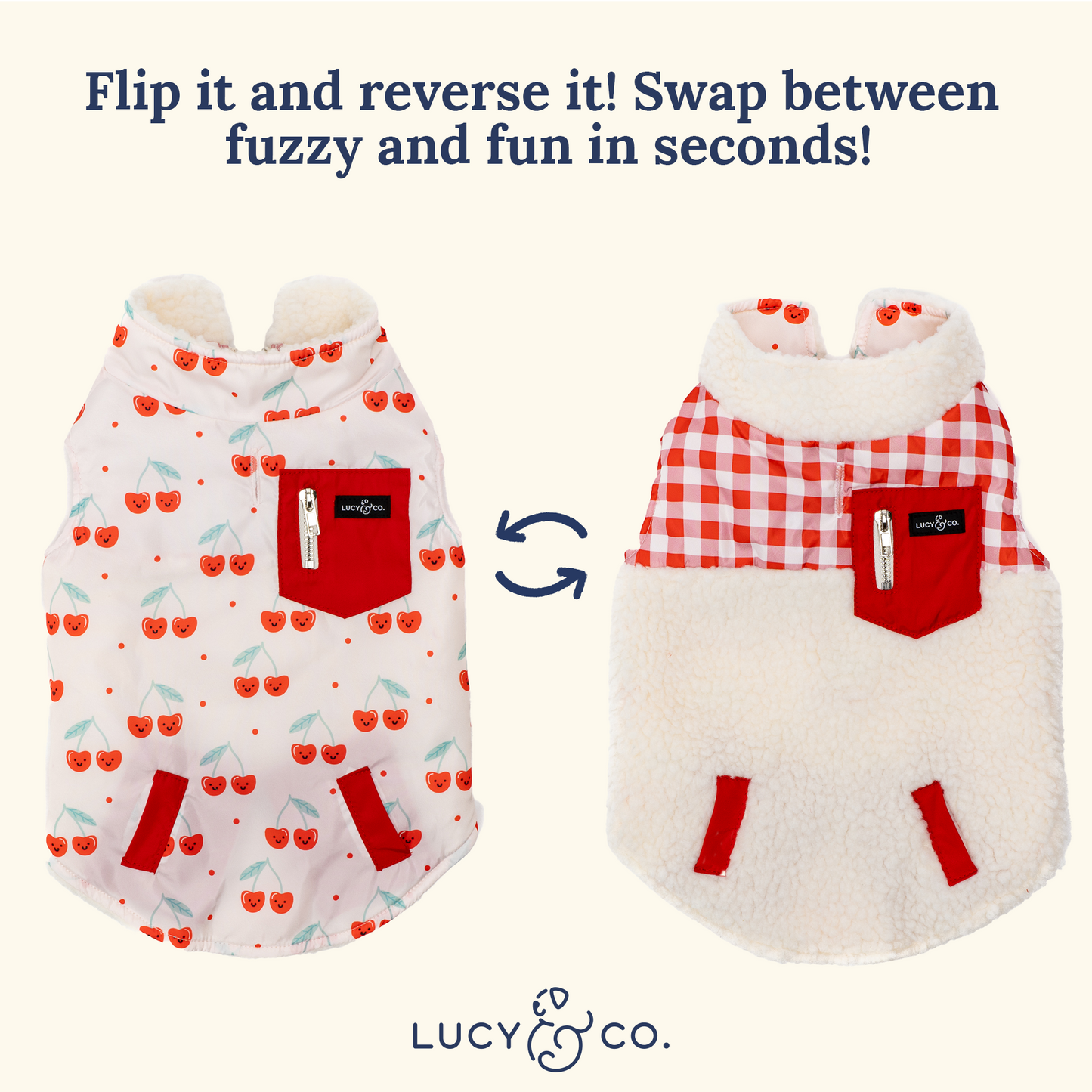 Cheery Cherries Reversible Teddy Vest