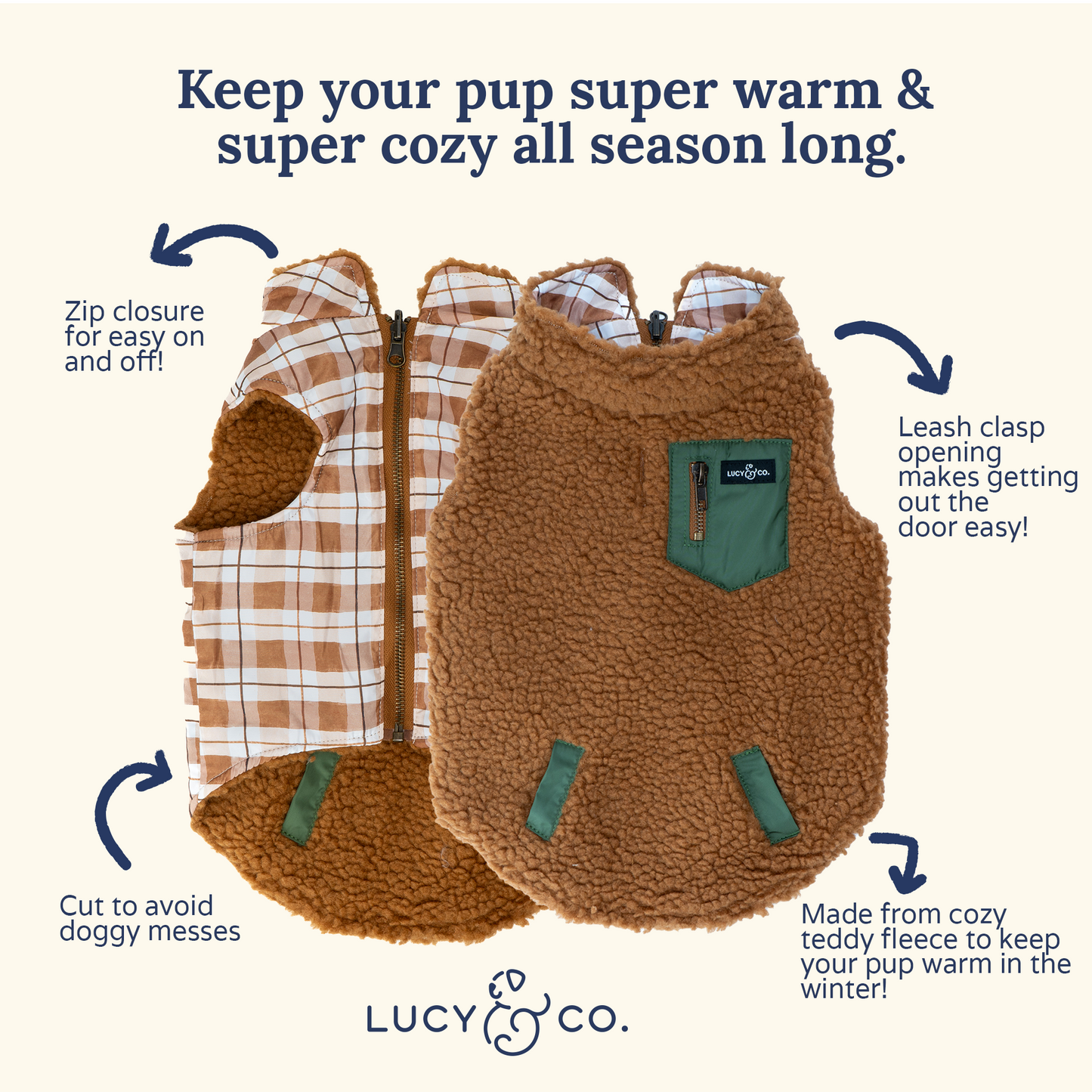 Plaid Hike Reversible Teddy Vest