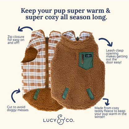 Plaid Hike Reversible Teddy Vest